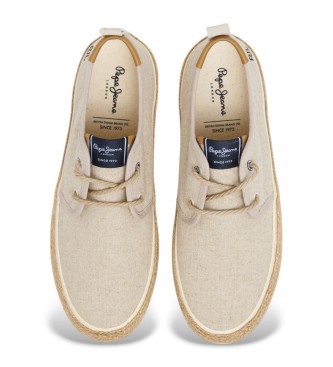 Pepe Jeans Sneakers in pelle Port Linen in bianco grezzo