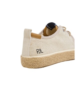 Pepe Jeans Sneakers in pelle Port Linen in bianco grezzo