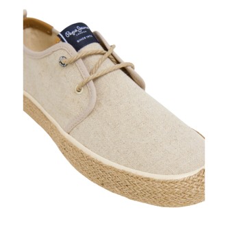 Pepe Jeans Sneakers in pelle Port Linen in bianco grezzo