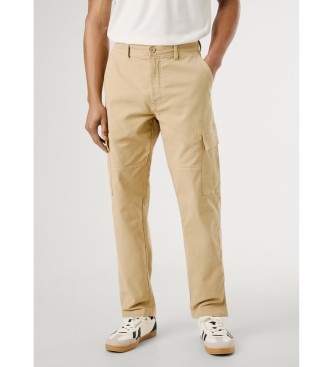 Pepe Jeans Calça Regular Cargo Canvas bege