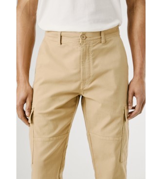 Pepe Jeans Calça Regular Cargo Canvas bege