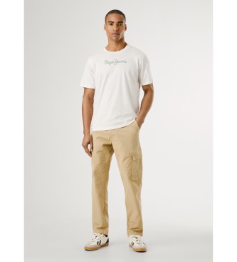 Pepe Jeans Calça Regular Cargo Canvas bege