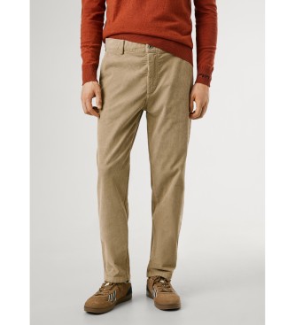 Pepe Jeans Pantalon chino rgulier en velours ctel beige