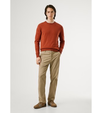 Pepe Jeans Pantalon chino rgulier en velours ctel beige