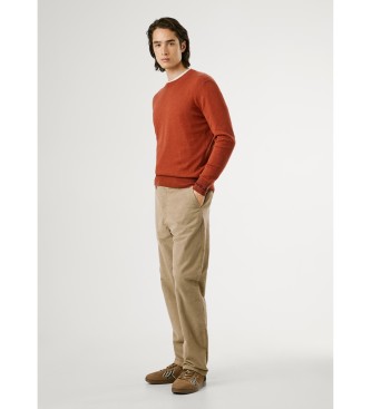 Pepe Jeans Pantalon chino rgulier en velours ctel beige