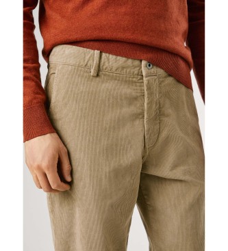Pepe Jeans Pantalon chino rgulier en velours ctel beige