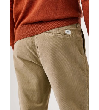 Pepe Jeans Pantalon chino rgulier en velours ctel beige