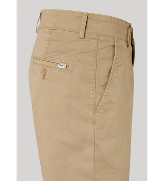Pepe Jeans Bermudy Regular Chino beżowe
