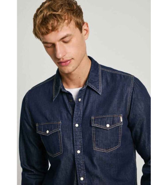 Pepe Jeans Regular fit denim overhemd  blauw