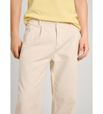 Pepe Jeans Relaxed Comfort Trousers White Ecru