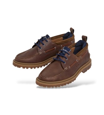 Pepe Jeans Rjavi usnjeni čevlji Rob Deck