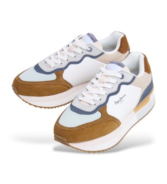 Pepe Jeans Skórzane buty treningowe Rusper Class biały, brązowy