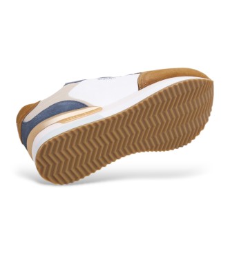 Pepe Jeans Skórzane buty treningowe Rusper Class biały, brązowy