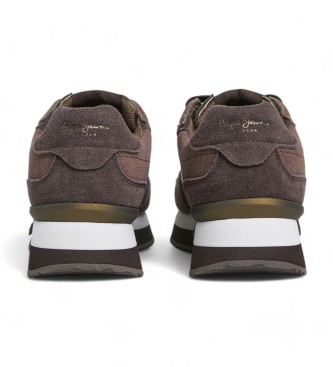 Pepe Jeans Baskets en cuir marron Rusper Stars