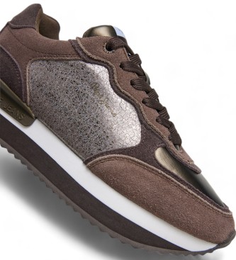 Pepe Jeans Sneaker Rusper Stars in pelle marrone