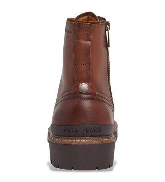 Pepe Jeans Ryan Brit brown leather ankle boots
