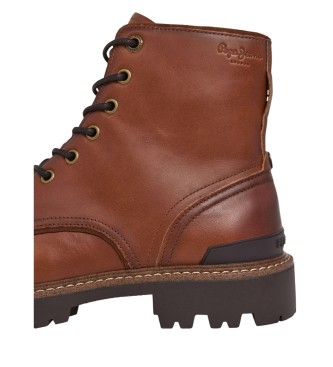 Pepe Jeans Ryan Brit brown leather ankle boots