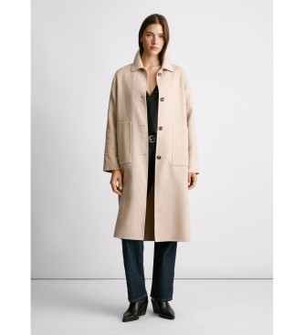 Pepe Jeans Beżowy płaszcz Sabrina