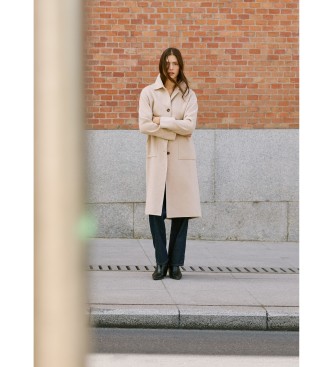 Pepe Jeans Beżowy płaszcz Sabrina