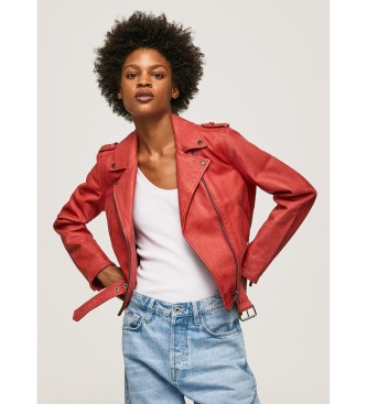 Pepe Jeans Giacca in pelle Sammy rossa