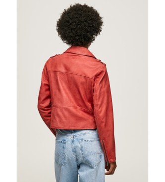 Pepe Jeans Leather jacket Sammy red