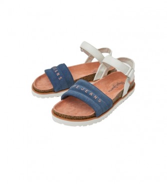 Pepe Jeans Sandalo anatomico in pelle Berlin Park blu