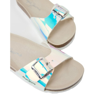 Pepe Jeans Silver Oban Mirror Sandals
