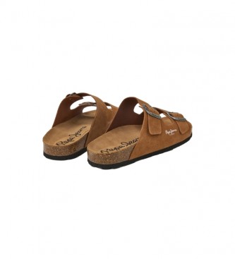 Pepe Jeans Brown Bio Suede Leather Sandals
