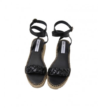 Pepe Jeans Kate Sandales en cuir tress noir