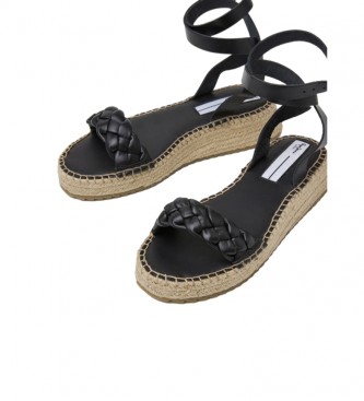 Pepe Jeans Kate Sandales en cuir tress noir