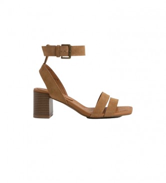 Pepe Jeans Leather sandals Chamois Altea Smart brown -Heel height 6cm