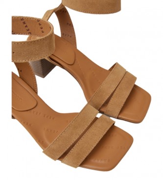 Pepe Jeans Leather sandals Chamois Altea Smart brown -Heel height 6cm