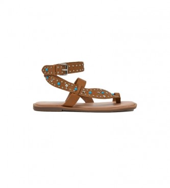 Pepe Jeans Sandalias de Piel Irma Ethnic marrn