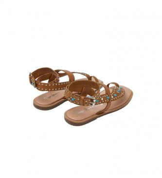 Pepe Jeans Sandalias de Piel Irma Ethnic marrn