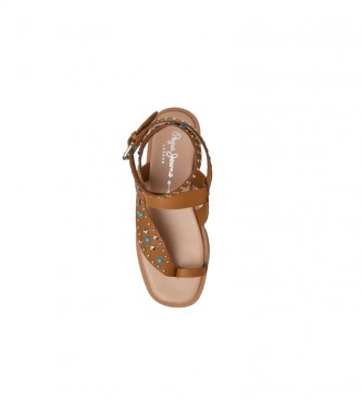 Pepe Jeans Sandalias de Piel Irma Ethnic marrn