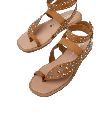 Pepe Jeans Sandalias de Piel Irma Ethnic marrn