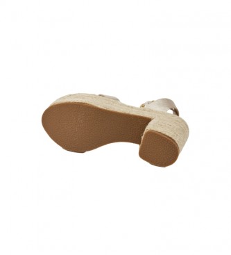 Pepe Jeans Taffy Night goud lederen sandalen -Helhoogte 9cm