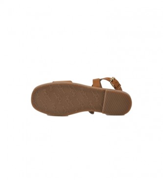 Pepe Jeans Skórzane sandały Irma Log w kolorze brązowym