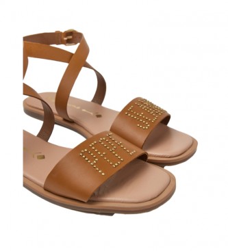Pepe Jeans Brown Irma Log Leather Sandals