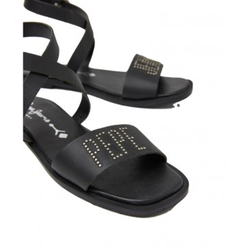 Pepe Jeans Sandali in pelle Irma Log nero