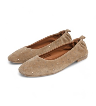 Pepe Jeans Sandie brune ballerinaer i lder