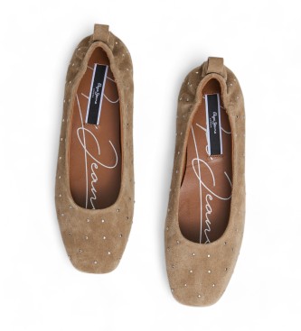 Pepe Jeans Sandie brune ballerinaer i lder