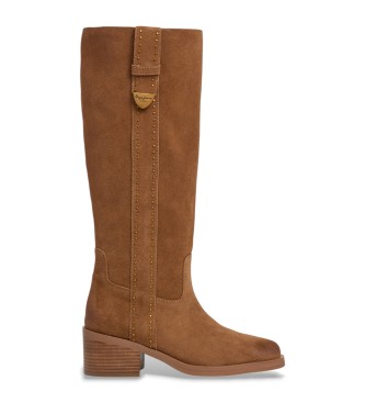 Pepe Jeans Botas de piel Sandy Studs marrn