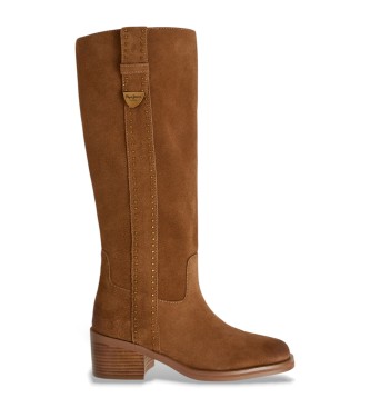 Pepe Jeans Botas de piel Sandy Studs marrn