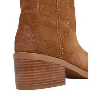 Pepe Jeans Botas de piel Sandy Studs marrn