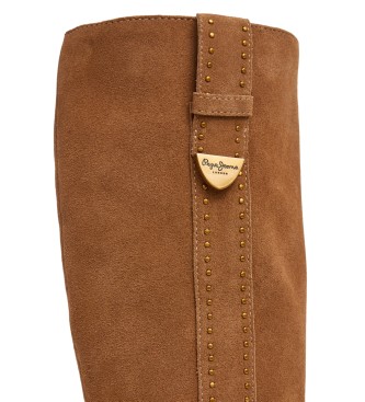 Pepe Jeans Botas de piel Sandy Studs marrn