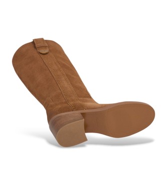 Pepe Jeans Botas de piel Sandy Studs marrn