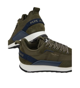Pepe Jeans Slab Trend Run green leather shoes