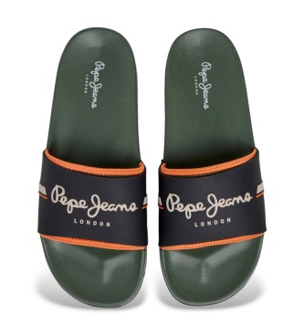 Pepe Jeans Chinelos de dedo verdes Slider Glam