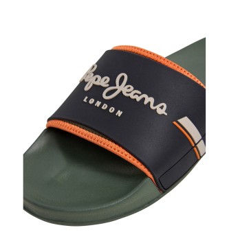 Pepe Jeans Chinelos de dedo verdes Slider Glam